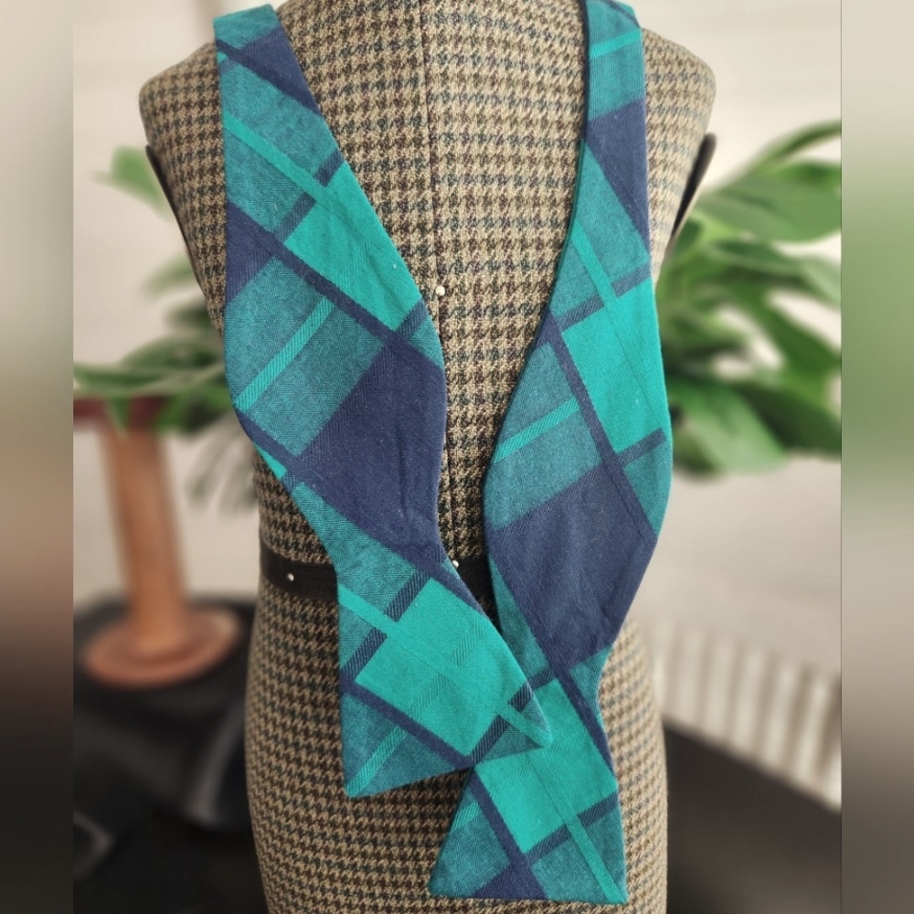 Blue and Green Tartan Cotton Bow Tie